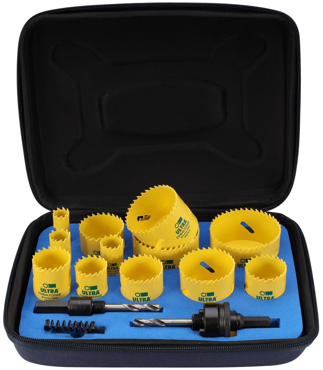 Набор коронок Bi-metall 16 - 68 мм зубья HSSE-Co8 5,5 TPI Ultra SCY 3636, 15 предметов - фото